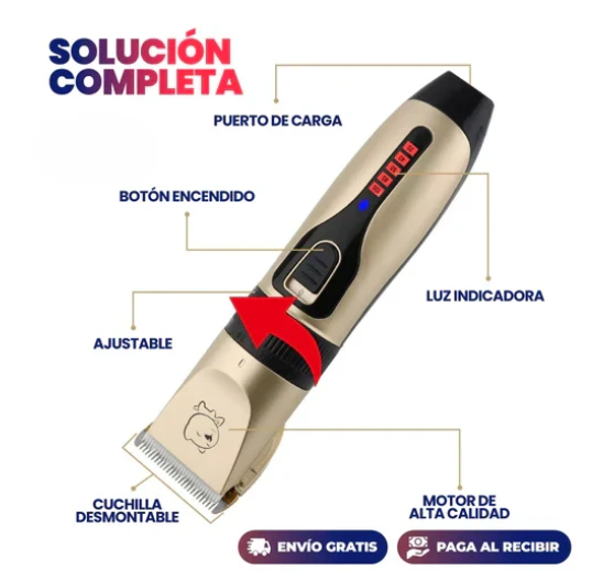 Trimmer Eléctrico para Perros y Gatos - Silencioso, Recargable y Profesional en Casa