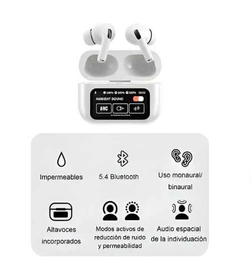 Auriculares AIRPODS con Pantalla Inteligente SONIDO ANC ENC