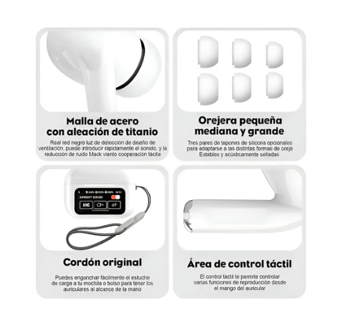 Auriculares AIRPODS con Pantalla Inteligente SONIDO ANC ENC
